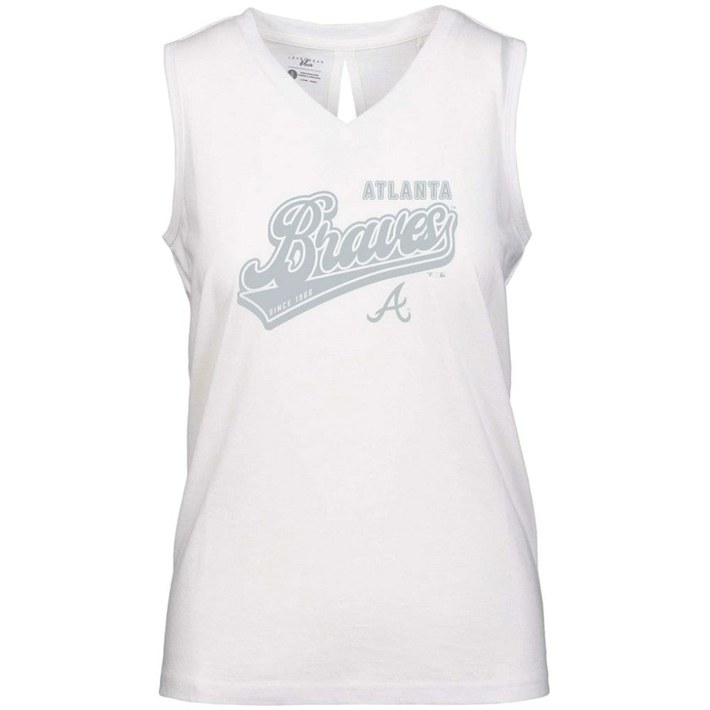 Atlanta Braves Levelwear Women's  Paisley Sweep V-Neck Tank Top White