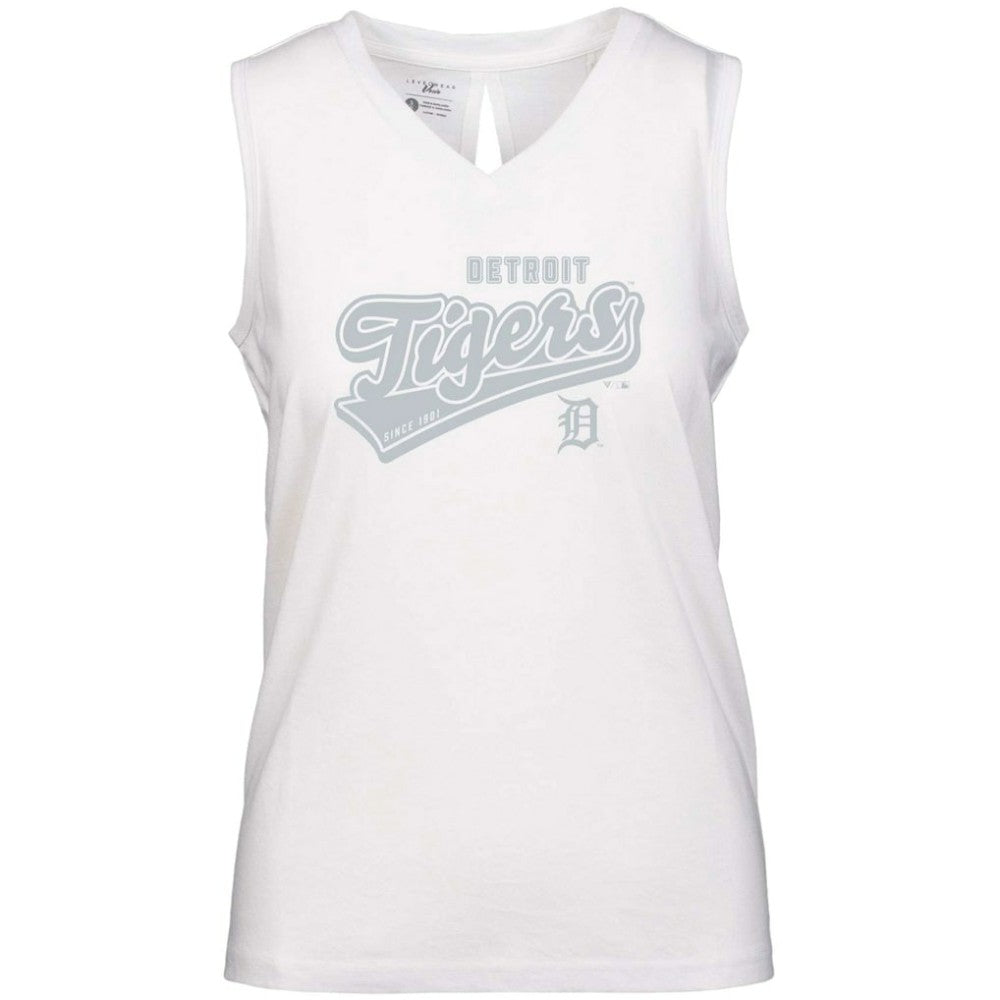 Detroit Tigers Levelwear Women's  Paisley Sweep V-Neck Tank Top White