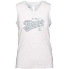 Detroit Tigers Levelwear Women's  Paisley Sweep V-Neck Tank Top White