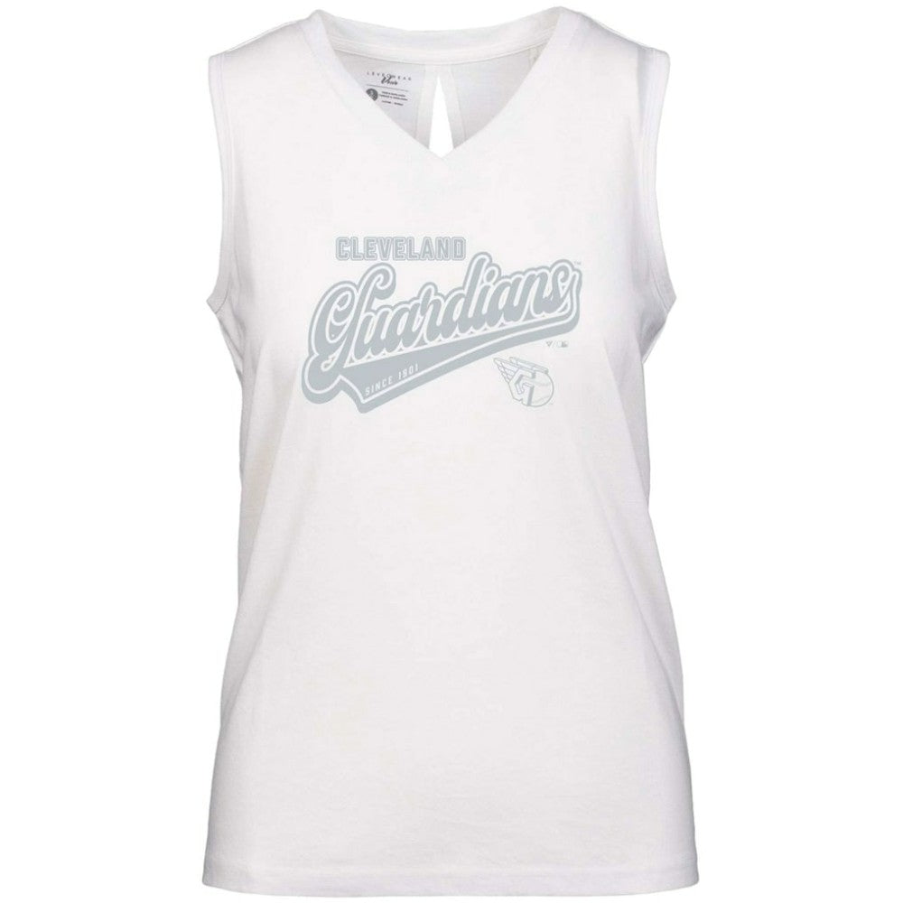 Cleveland Guardians Levelwear Women's  Paisley Sweep V-Neck Tank Top White