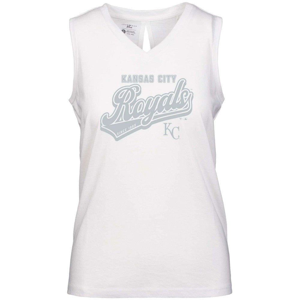Kansas City Royals Levelwear Women's  Paisley Sweep V-Neck Tank Top White