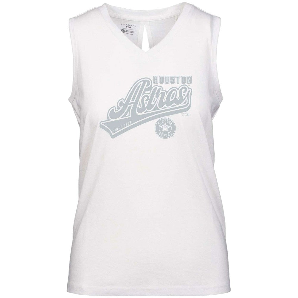 Houston Astros Levelwear Women's  Paisley Sweep V-Neck Tank Top White