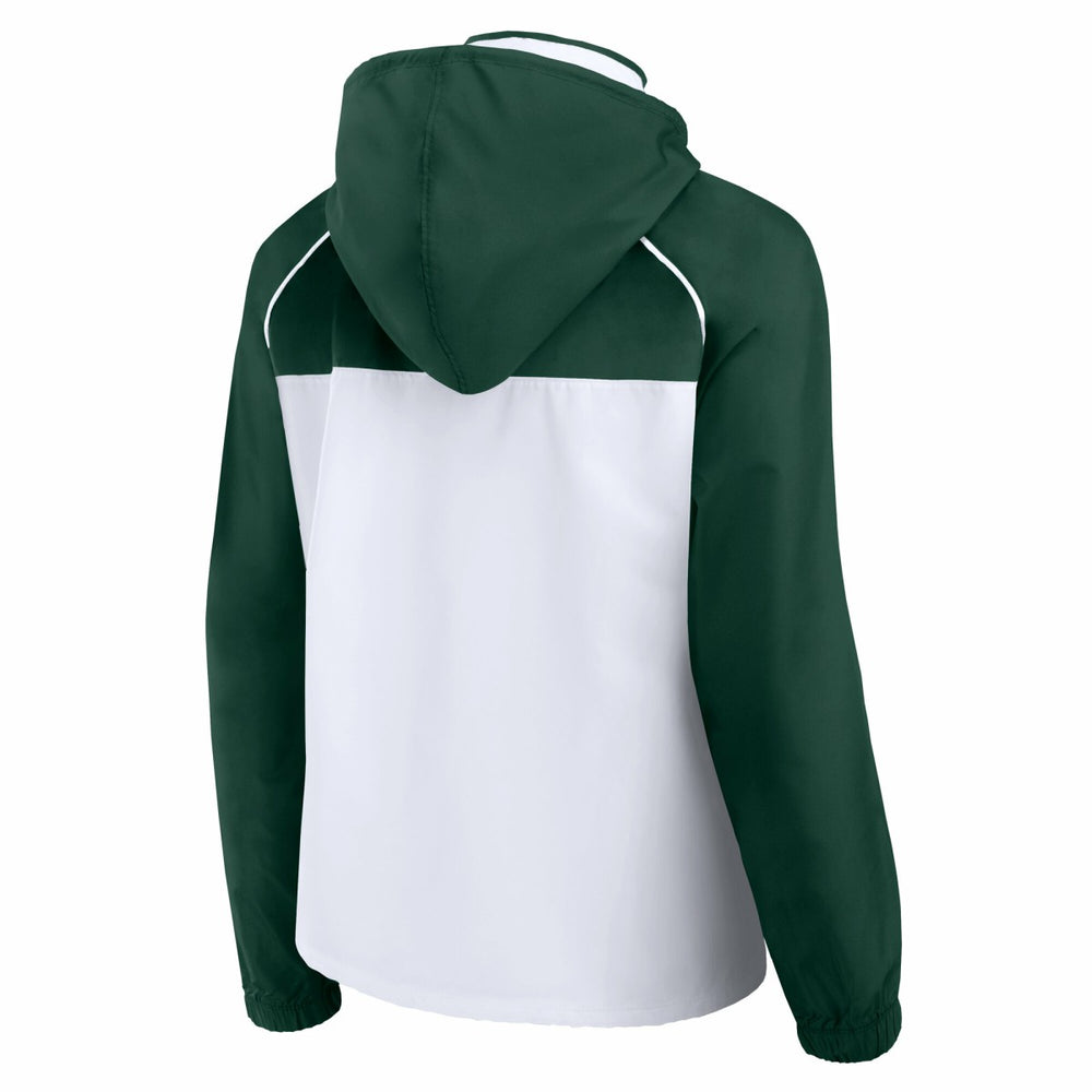 Milwaukee Bucks Women's Anorak Raglan Full-Zip Hoodie Jacket - White/Hunter Green outlet