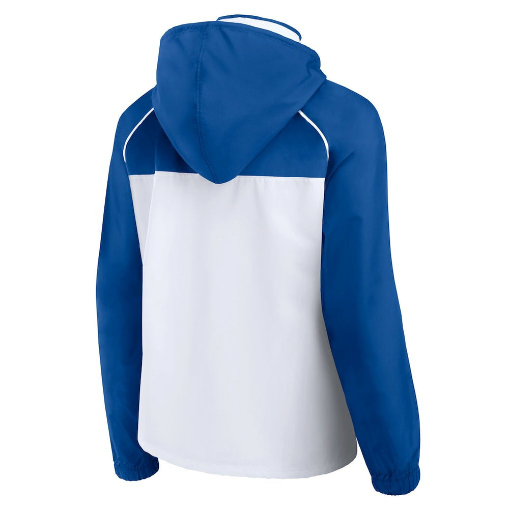 Philadelphia 76ers Women's Anorak Raglan Full-Zip Hoodie Jacket - White/Royal on sale