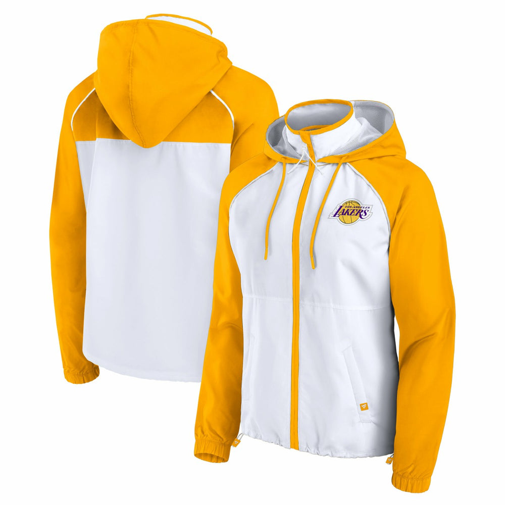 Los Angeles Lakers Women's Anorak Raglan Full-Zip Hoodie Jacket - White/Gold cheap
