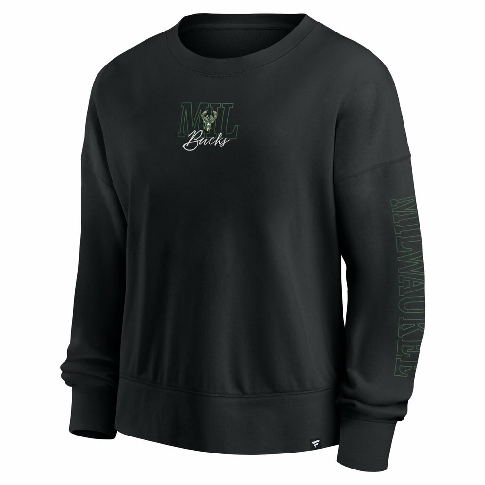 Milwaukee Bucks Women's Oversized Game Day Pullover Sweatshirt - Black outlet