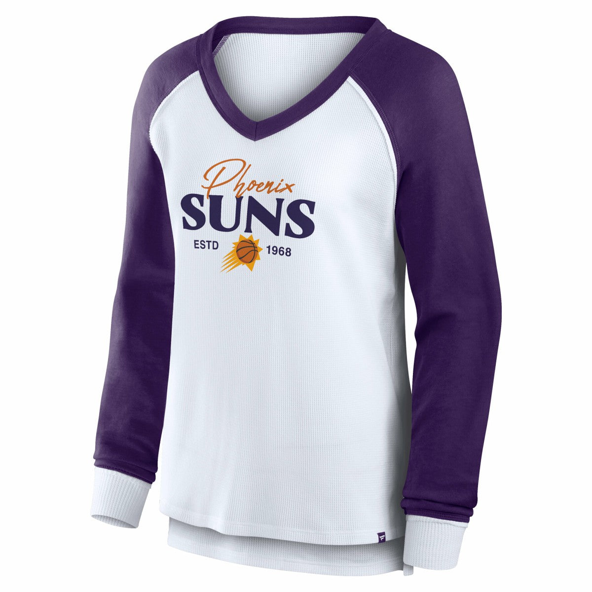 Phoenix Suns Women's Open Lane Waffle Long Sleeve V-Neck T-Shirt - White cheap