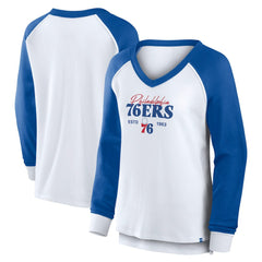 Philadelphia 76ers Women's Open Lane Waffle Long Sleeve V-Neck T-Shirt - White online