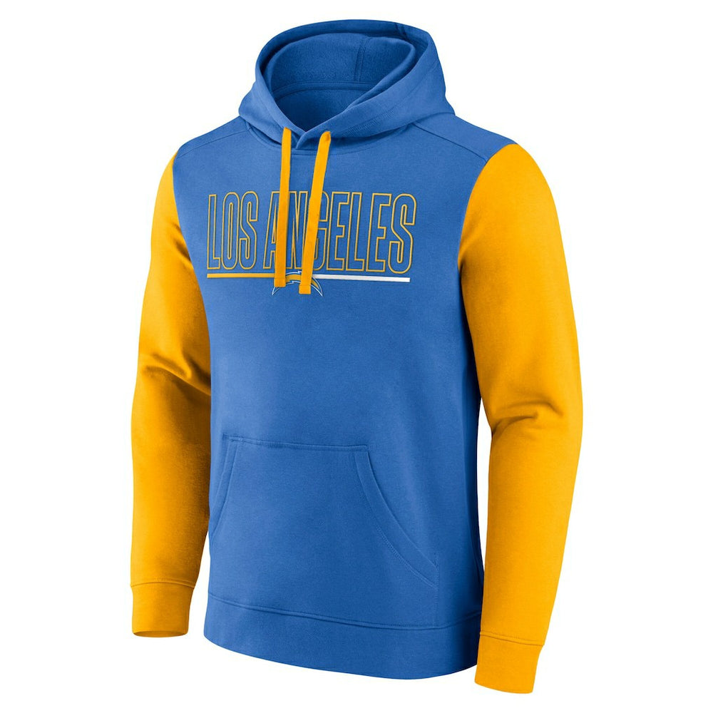Los Angeles Chargers Outline Pullover Hoodie - Powder Blue/Gold discount