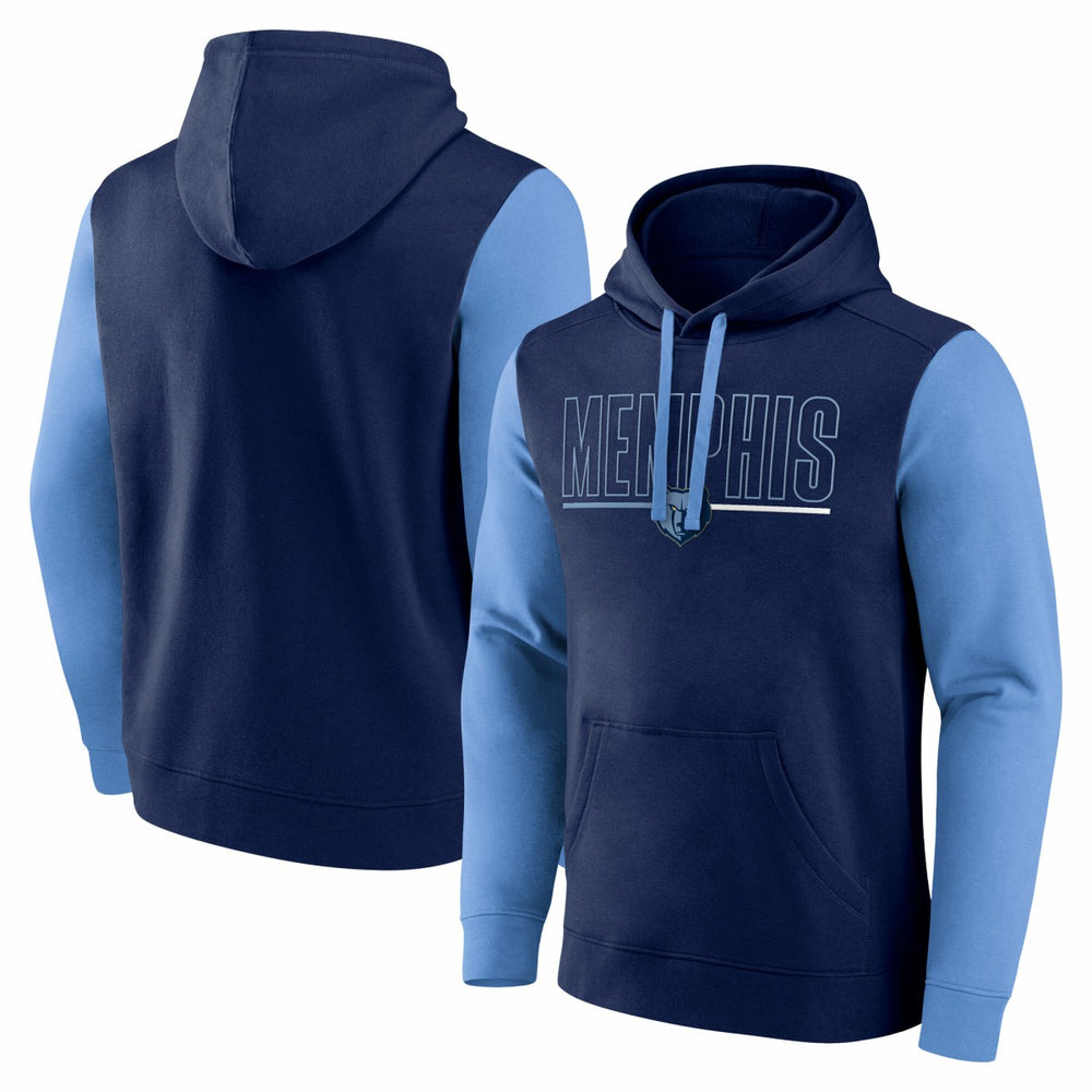 Memphis Grizzlies Logo Athletic Outline Colorblock Pullover Hoodie - Navy online