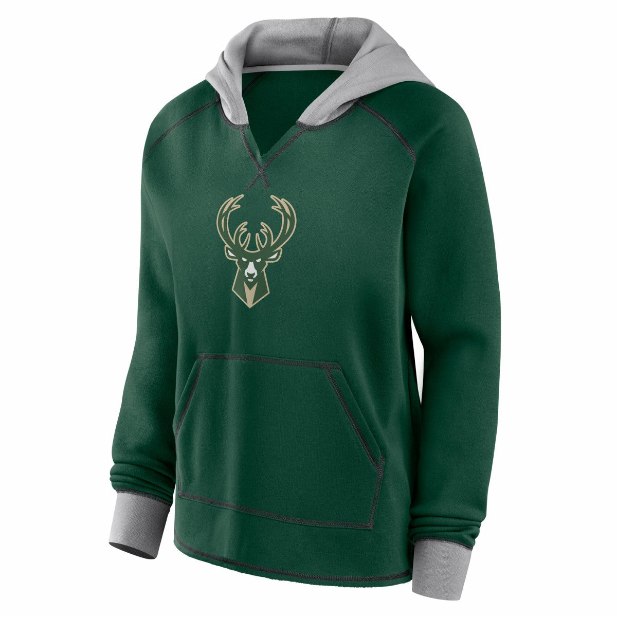 Milwaukee Bucks Logo Athletic Women's Boom Pullover Hoodie - Hunter Green on sale