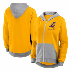 Los Angeles Lakers Logo Athletic Women's Hit It French Terry Full-Zip Hoodie - Gold sale