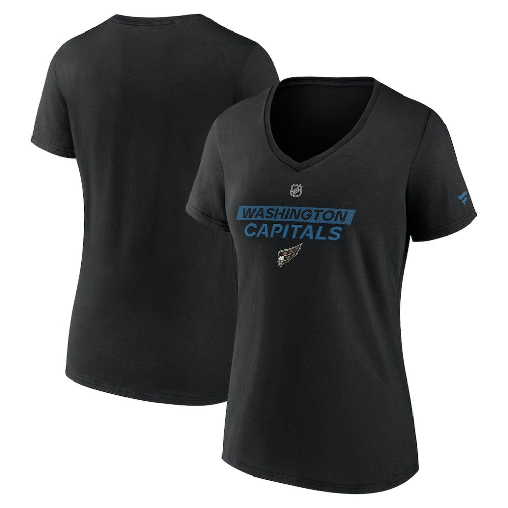 Washington Capitals Fanatics Women's Authentic Pro Alt Logo V-Neck T-Shirt - Black T-shirts