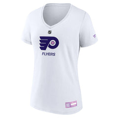 Philadelphia Flyers Fanatics Women's 2024 Hockey Fights Cancer V-Neck T-Shirt - White T-shirts