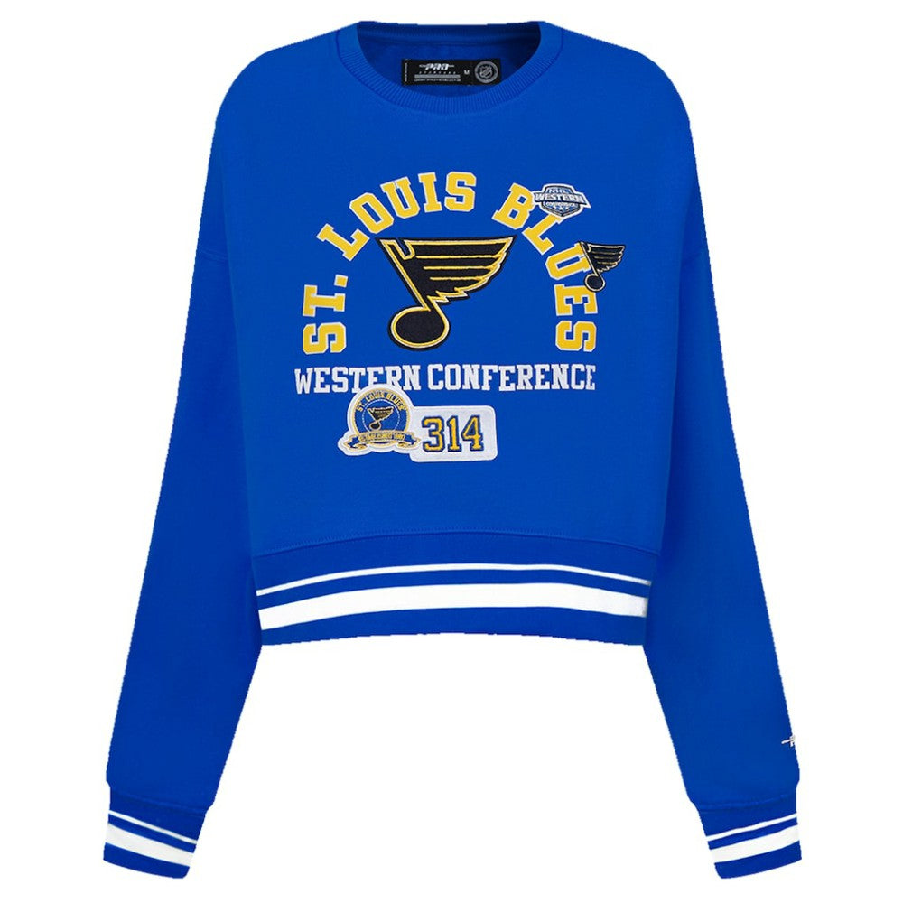 St. Louis Blues Pro Standard Women's Area Code Cropped Pullover Sweatshirt - Blue Sweatshirts