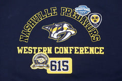 Nashville Predators Pro Standard Women's Area Code Cropped Pullover Sweatshirt - Navy Sweatshirts