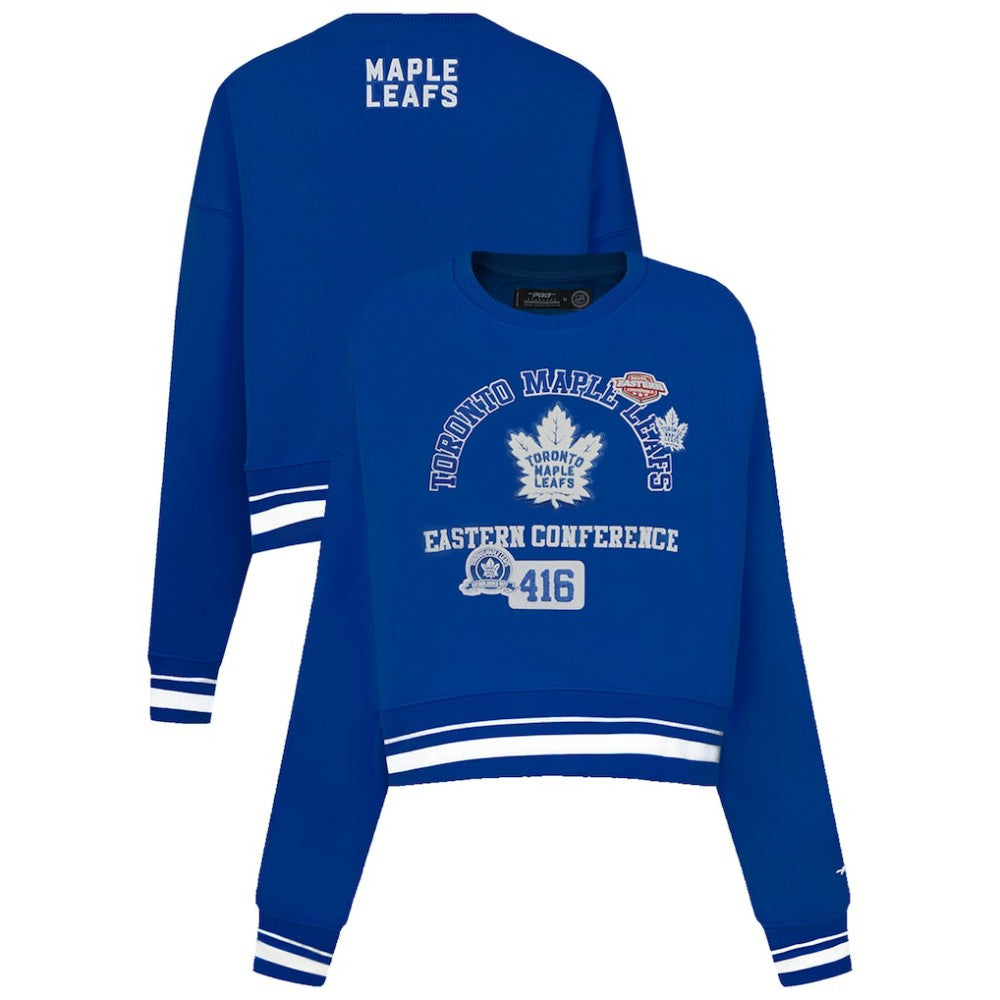 Toronto Maple Leafs Pro Standard Women's Area Code Cropped Pullover Sweatshirt - Blue Sweatshirts