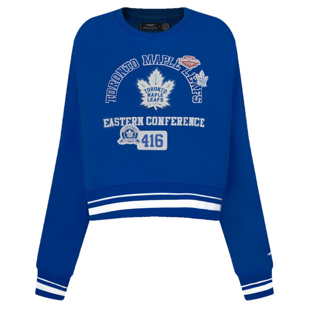 Toronto Maple Leafs Pro Standard Women's Area Code Cropped Pullover Sweatshirt - Blue Sweatshirts