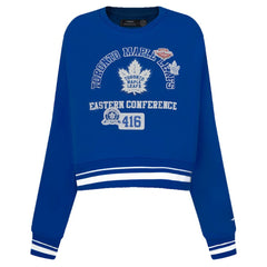 Toronto Maple Leafs Pro Standard Women's Area Code Cropped Pullover Sweatshirt - Blue Sweatshirts