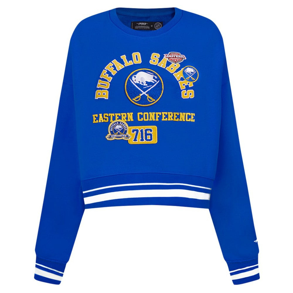 Buffalo Sabres Pro Standard Women's Area Code Cropped Pullover Sweatshirt - Royal Sweatshirts