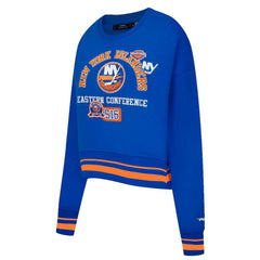 New York Islanders Pro Standard Women's Area Code Cropped Pullover Sweatshirt - Royal Sweatshirts