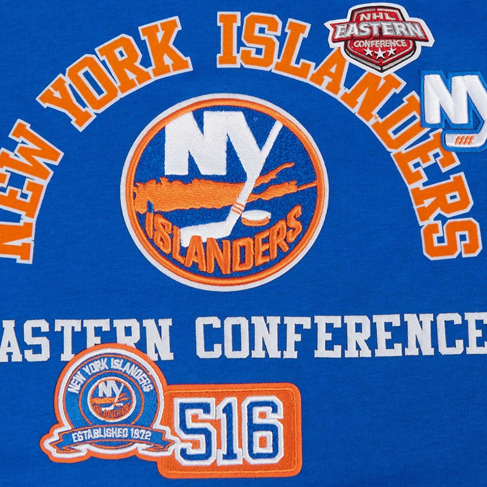 New York Islanders Pro Standard Women's Area Code Cropped Pullover Sweatshirt - Royal Sweatshirts