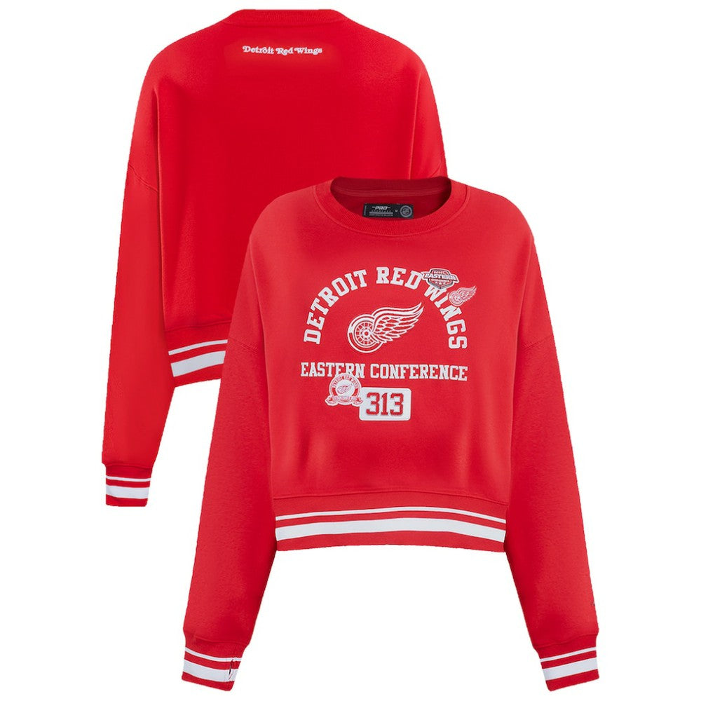 Detroit Red Wings Pro Standard Women's Area Code Cropped Pullover Sweatshirt - Red Sweatshirts
