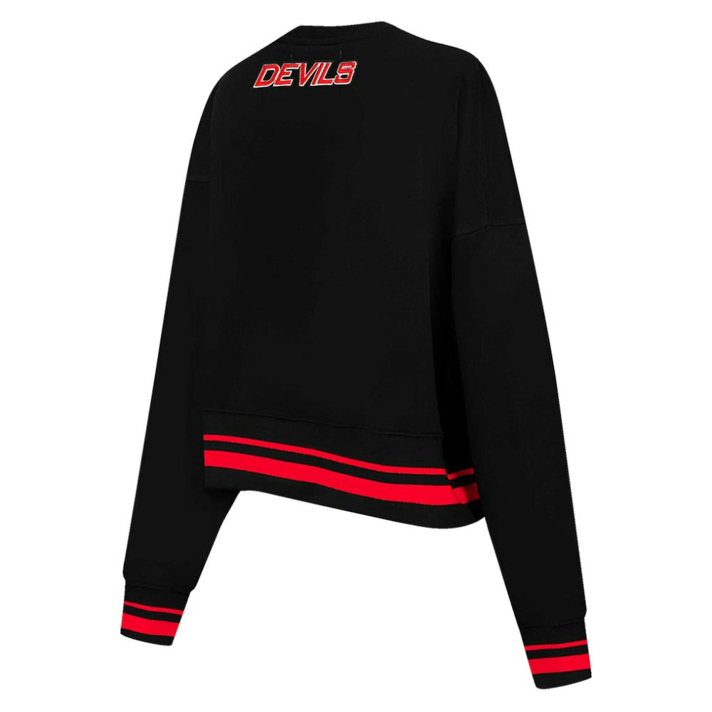 New Jersey Devils Pro Standard Women's Area Code Cropped Pullover Sweatshirt - Black Sweatshirts