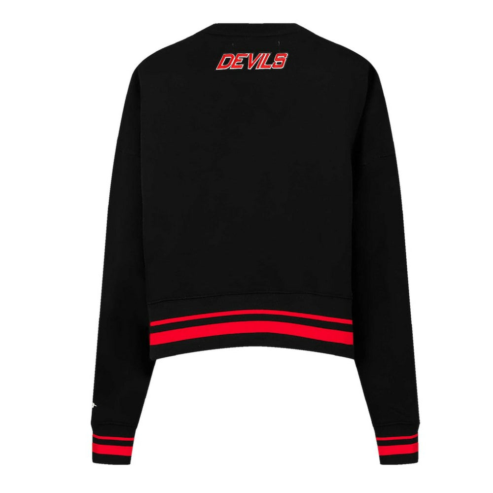 New Jersey Devils Pro Standard Women's Area Code Cropped Pullover Sweatshirt - Black Sweatshirts