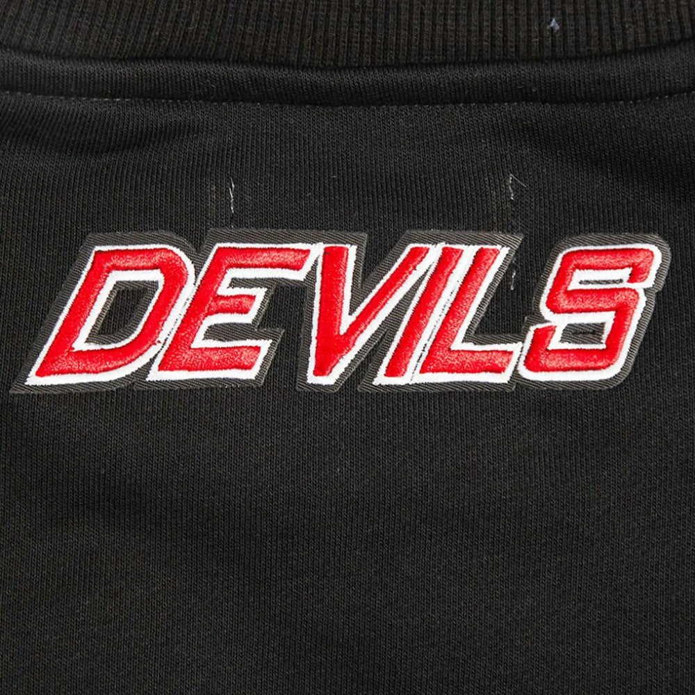 New Jersey Devils Pro Standard Women's Area Code Cropped Pullover Sweatshirt - Black Sweatshirts