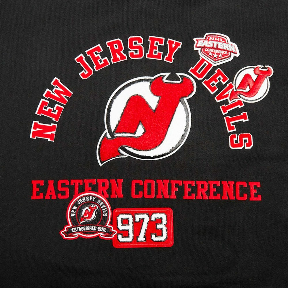 New Jersey Devils Pro Standard Women's Area Code Cropped Pullover Sweatshirt - Black Sweatshirts