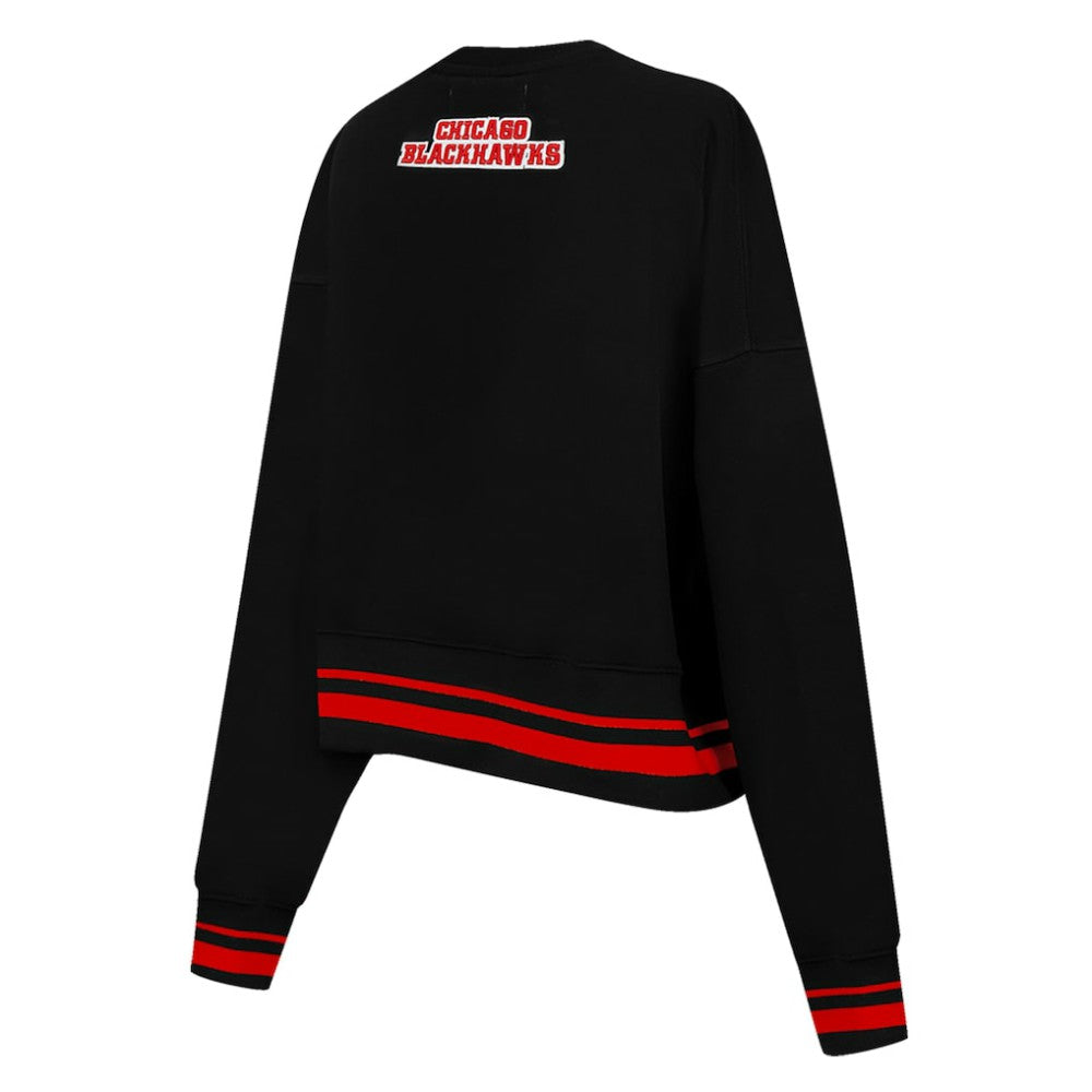 Chicago Blackhawks Pro Standard Women's Area Code Cropped Pullover Sweatshirt - Black Sweatshirts