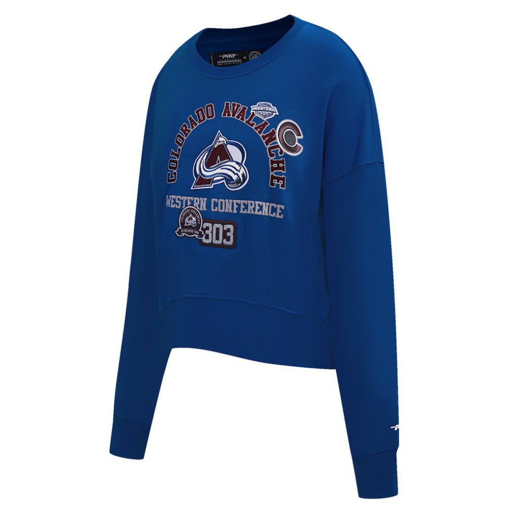 Colorado Avalanche Pro Standard Women's Area Code Cropped Pullover Sweatshirt - Blue Sweatshirts