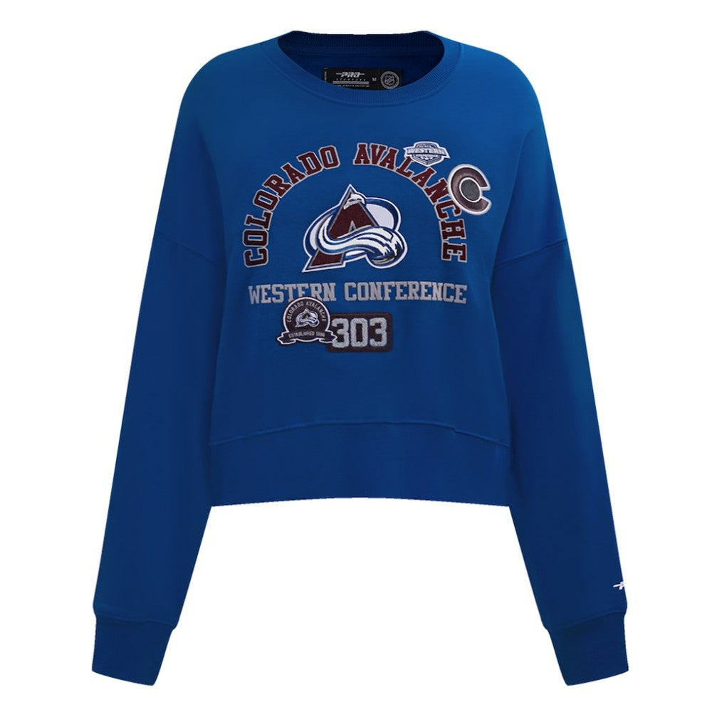 Colorado Avalanche Pro Standard Women's Area Code Cropped Pullover Sweatshirt - Blue Sweatshirts