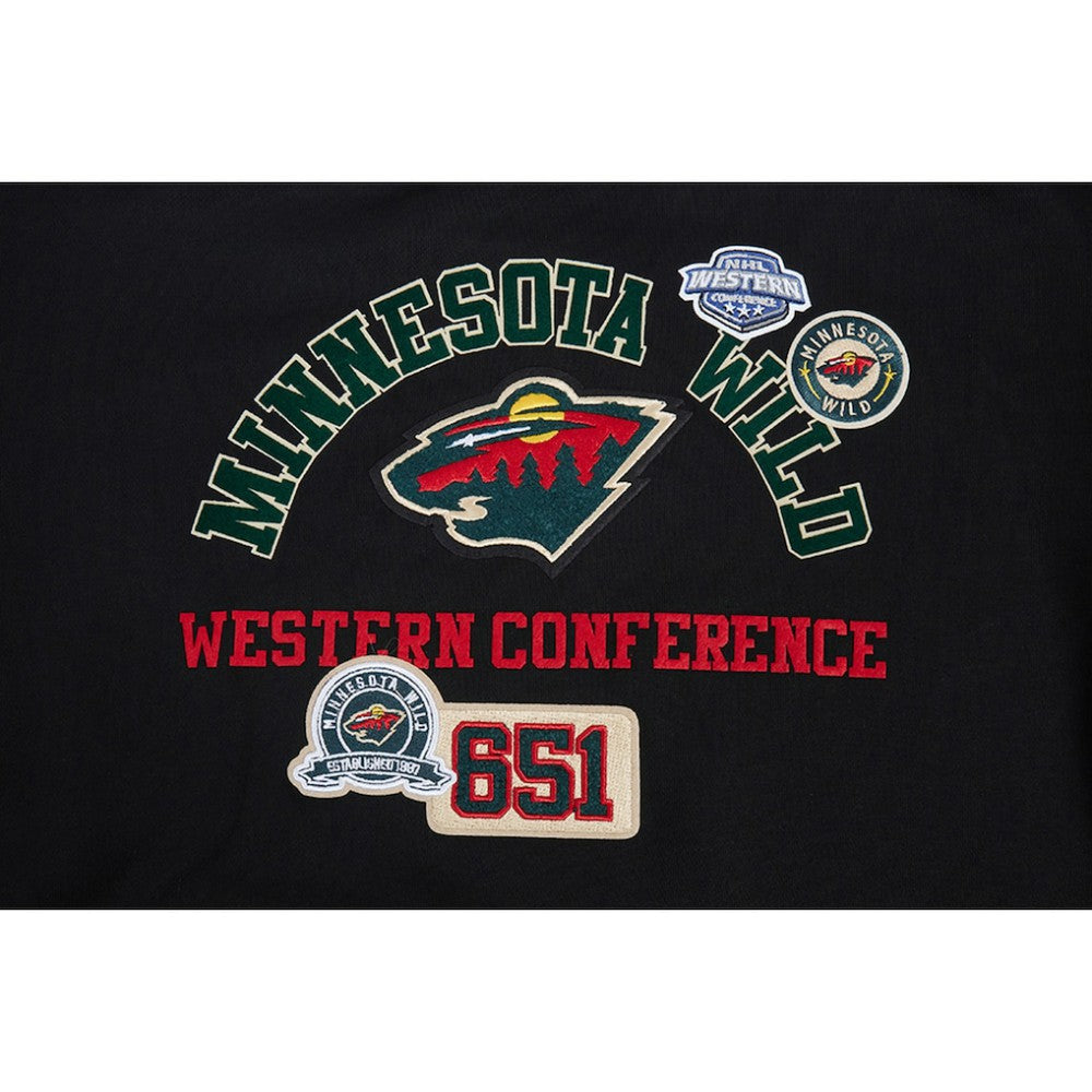 Minnesota Wild Pro Standard Women's Area Code Cropped Pullover Sweatshirt - Black Sweatshirts