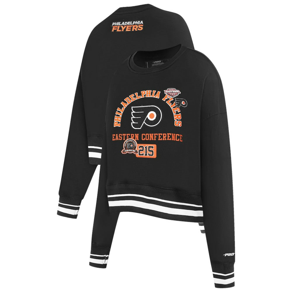 Philadelphia Flyers Pro Standard Women's Area Code Cropped Pullover Sweatshirt - Black Sweatshirts