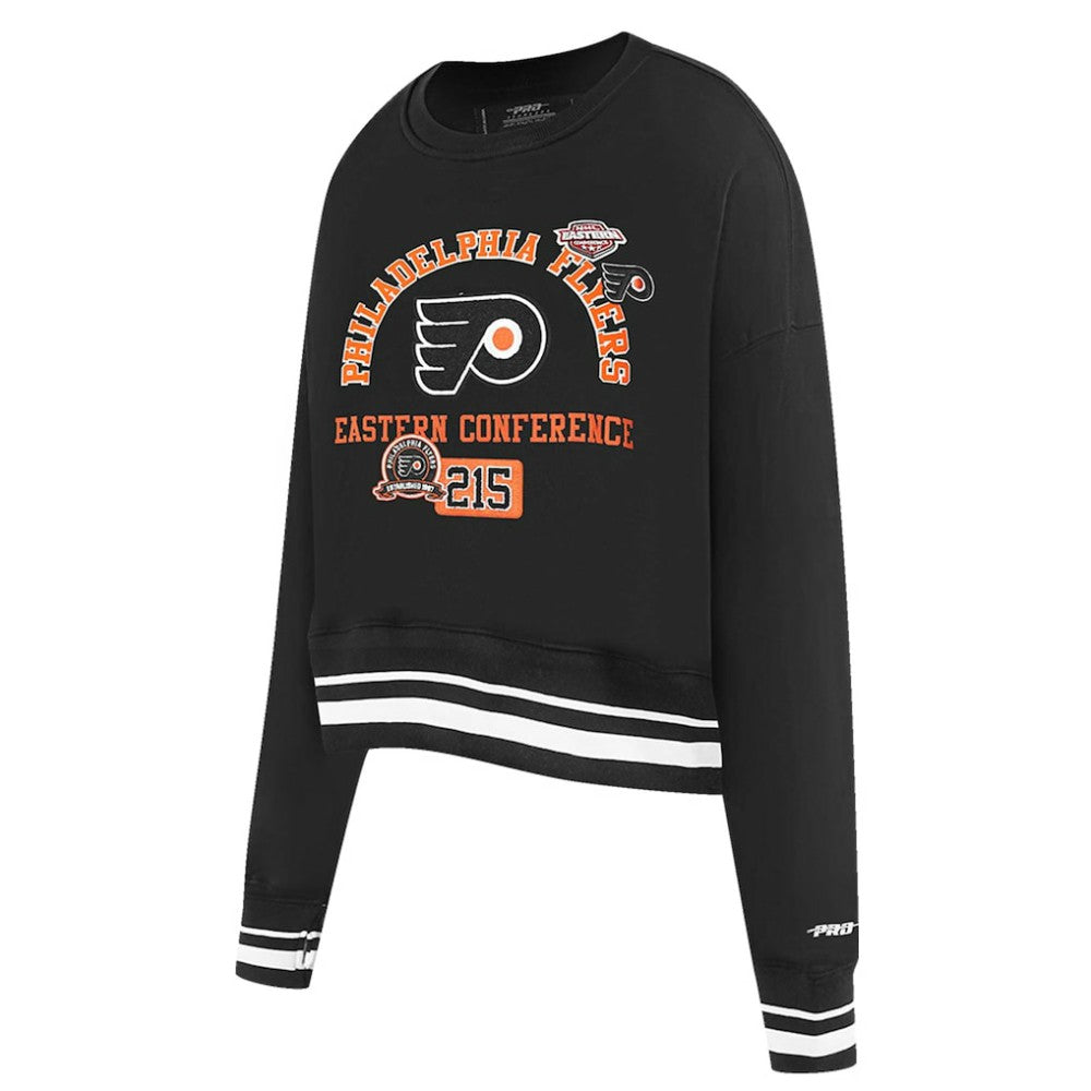 Philadelphia Flyers Pro Standard Women's Area Code Cropped Pullover Sweatshirt - Black Sweatshirts