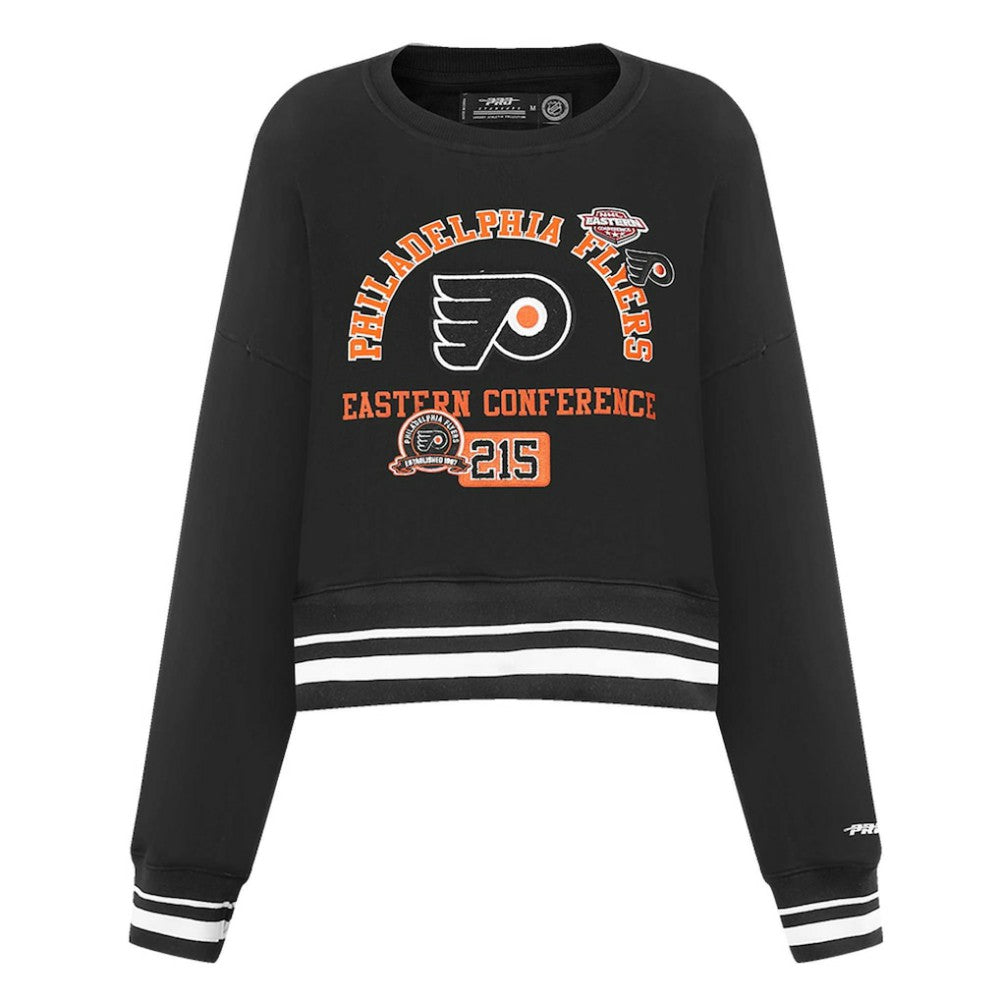 Philadelphia Flyers Pro Standard Women's Area Code Cropped Pullover Sweatshirt - Black Sweatshirts