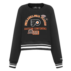 Philadelphia Flyers Pro Standard Women's Area Code Cropped Pullover Sweatshirt - Black Sweatshirts