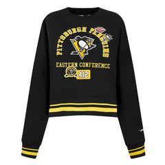 Pittsburgh Penguins Pro Standard Women's Area Code Cropped Pullover Sweatshirt - Black Sweatshirts
