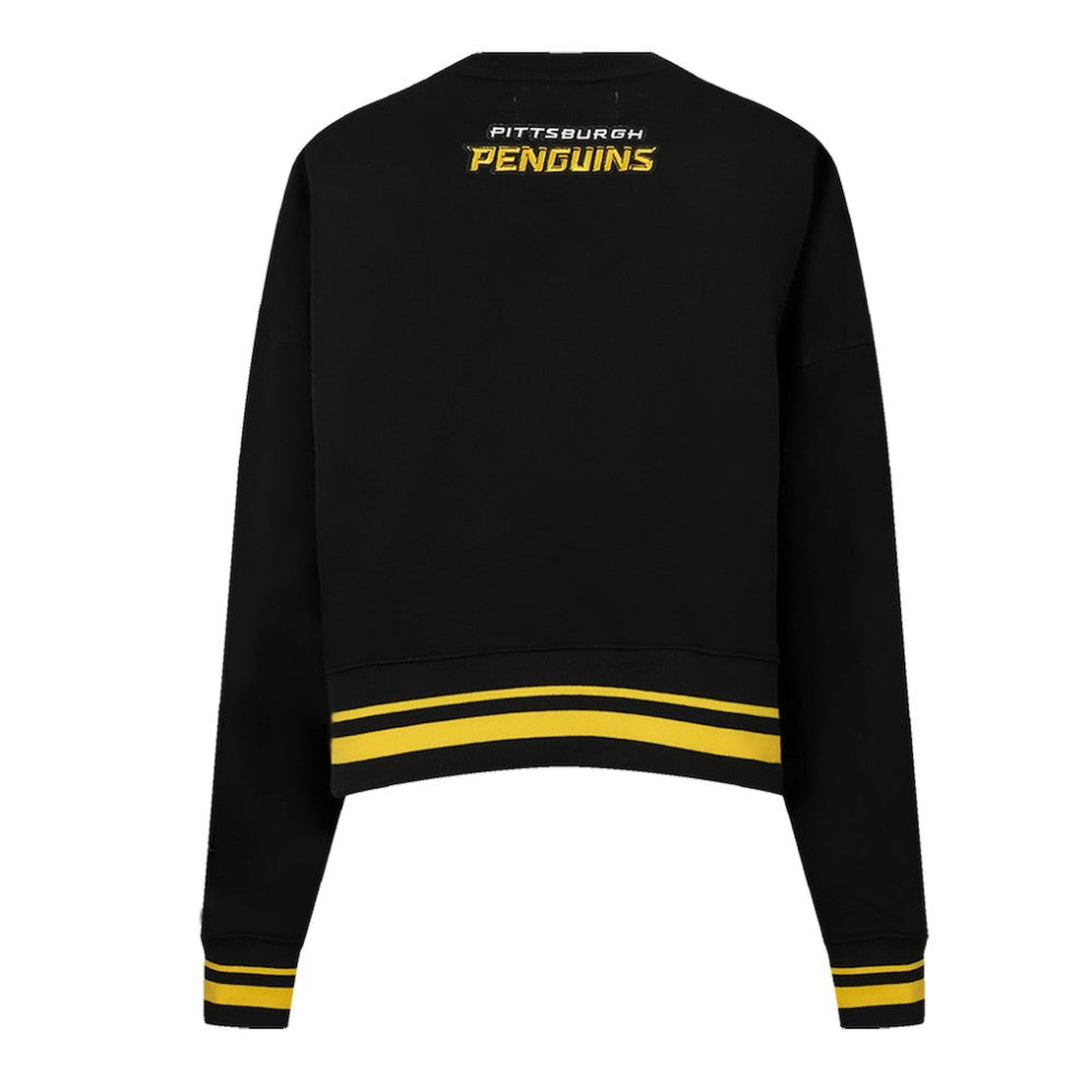 Pittsburgh Penguins Pro Standard Women's Area Code Cropped Pullover Sweatshirt - Black Sweatshirts