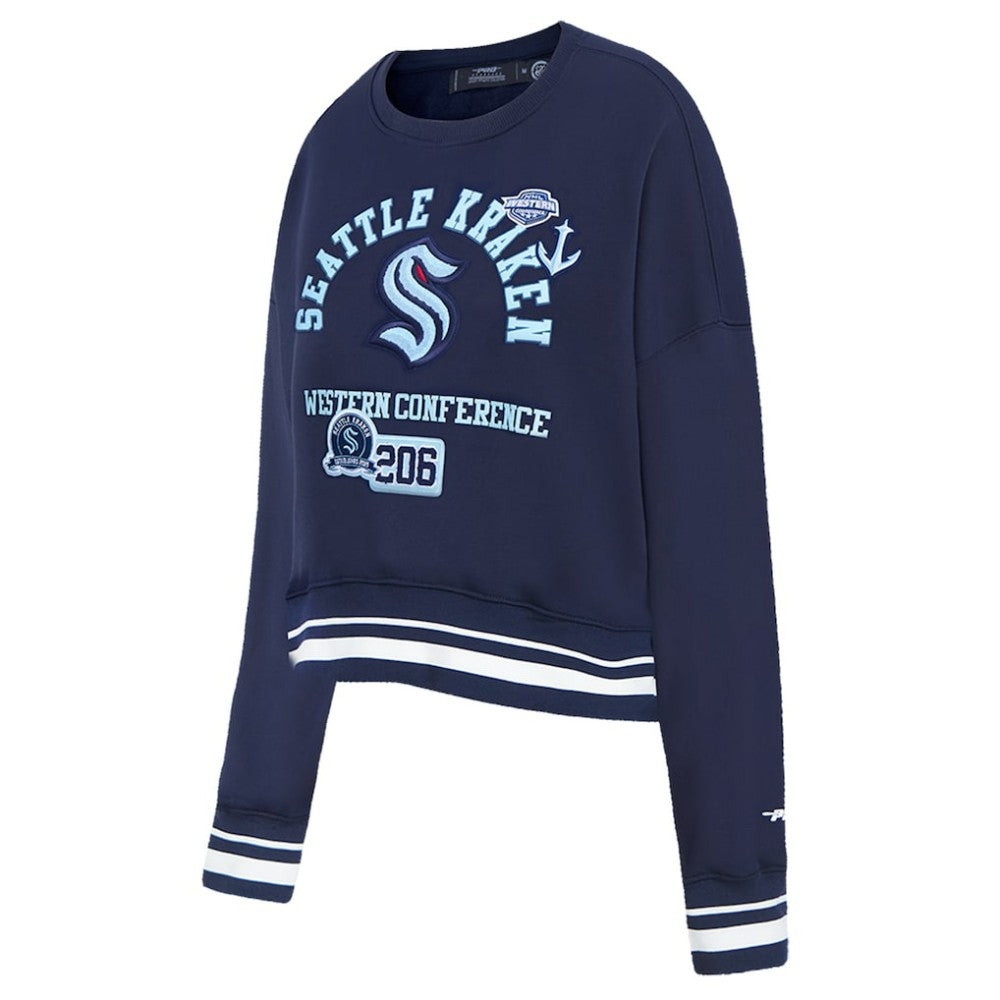 Seattle Kraken Pro Standard Women's Area Code Cropped Pullover Sweatshirt - Deep Sea Blue Sweatshirts