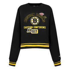 Boston Bruins Pro Standard Women's Area Code Cropped Pullover Sweatshirt - Black Sweatshirts