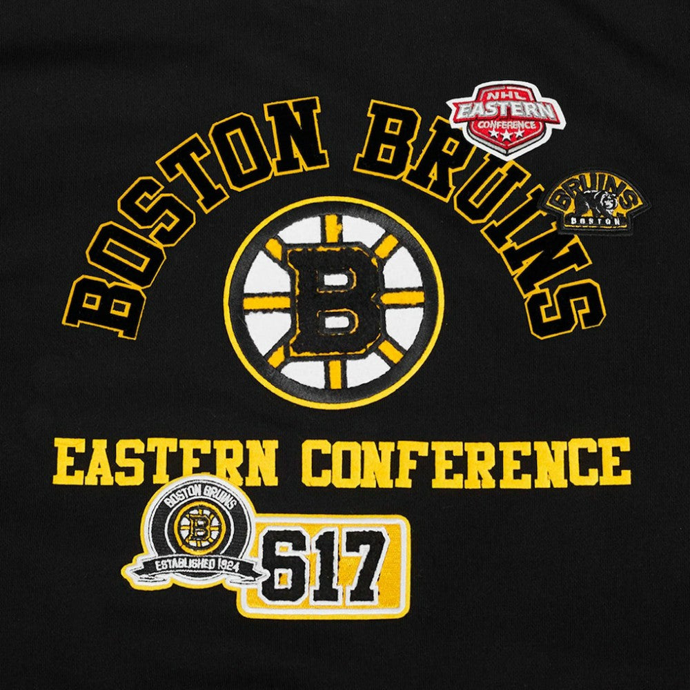 Boston Bruins Pro Standard Women's Area Code Cropped Pullover Sweatshirt - Black Sweatshirts