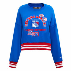 New York Rangers Pro Standard Women's Area Code Cropped Pullover Sweatshirt - Blue Sweatshirts