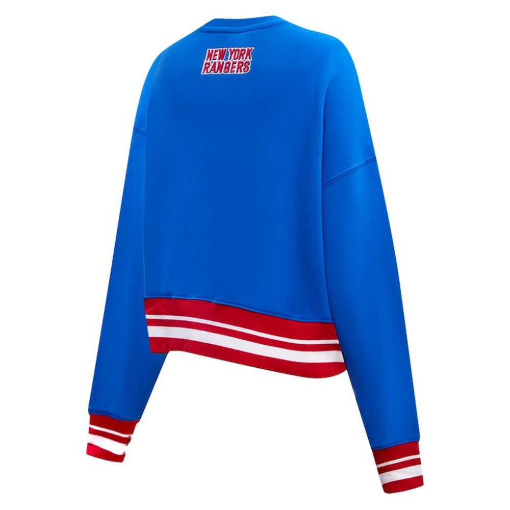 New York Rangers Pro Standard Women's Area Code Cropped Pullover Sweatshirt - Blue Sweatshirts