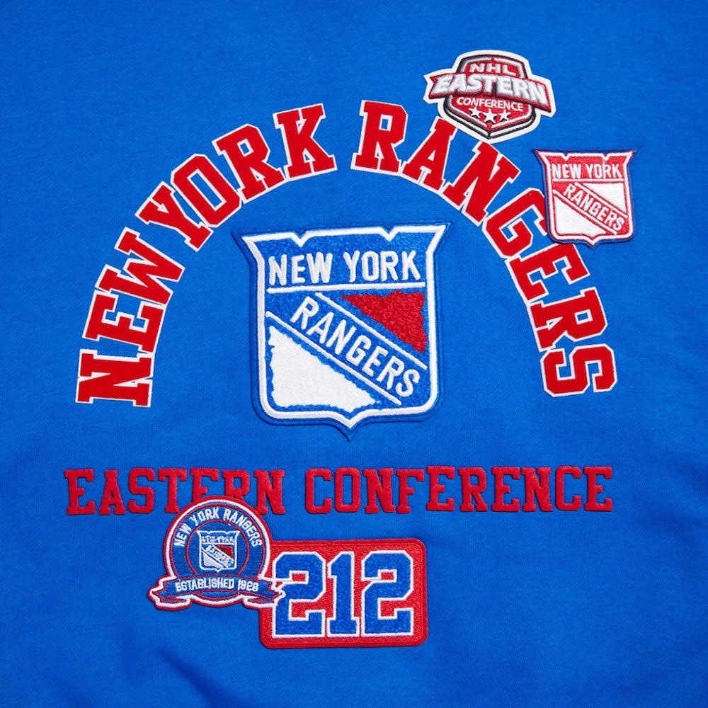 New York Rangers Pro Standard Women's Area Code Cropped Pullover Sweatshirt - Blue Sweatshirts