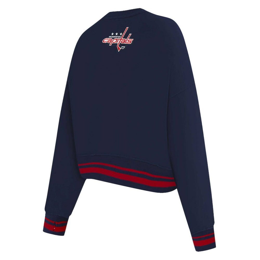 Washington Capitals Pro Standard Women's Area Code Cropped Pullover Sweatshirt - Navy Sweatshirts