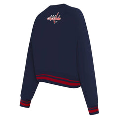 Washington Capitals Pro Standard Women's Area Code Cropped Pullover Sweatshirt - Navy Sweatshirts