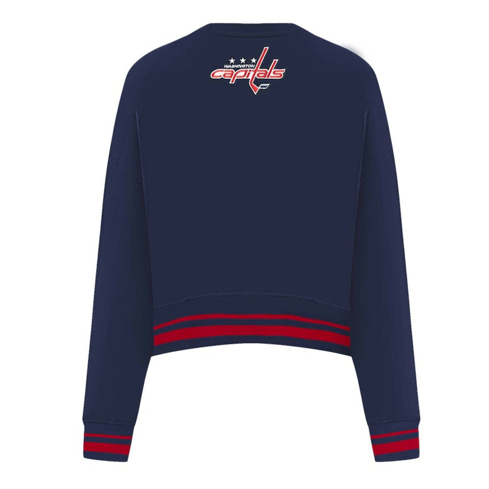 Washington Capitals Pro Standard Women's Area Code Cropped Pullover Sweatshirt - Navy Sweatshirts